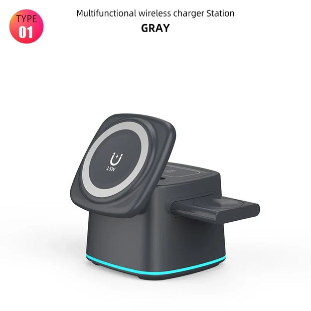 Magnetic Wireless Charger | 3 in 1 Wireless Charger | Minha loja